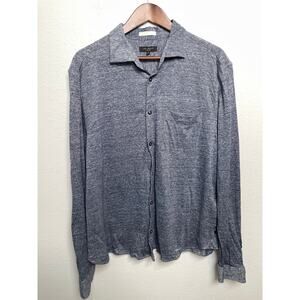 Ted Baker London Women’s Button Up Shirt Size 6 Blue Knit Long Sleeve Blouse